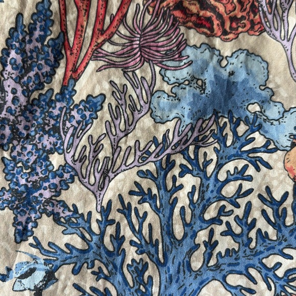 Lords Of Harlech Morris Sea Coral Garden Shirt In Pumice Blue/Orange Size Medium - Picture 7 of 11